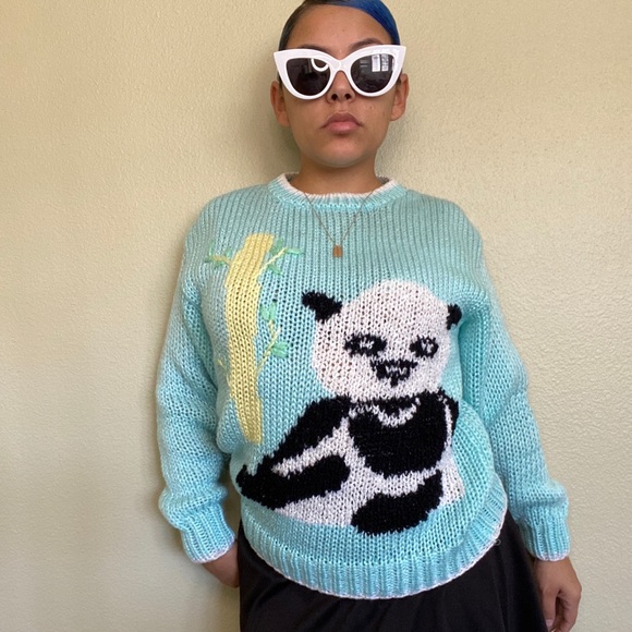 Vintage Panda Bear Knit Sweater 